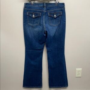 Jennifer Lopez Mid Rise Boot Cut Flap Pocket Rhinestone Button Denim Jeans 10